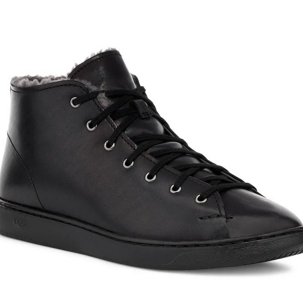New Men's UGG Lining Leather Sneaker Boots, Black, US 9